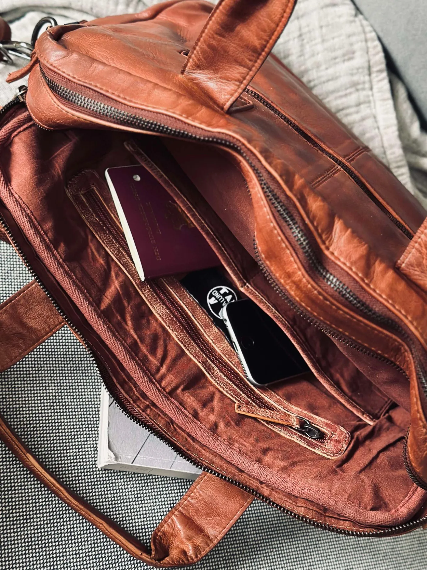 Arbejdstaske - Cognac Cow leather