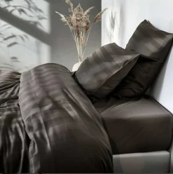 Bambus satin sengesæt, Lys Mokka, 140x200 - 63x60