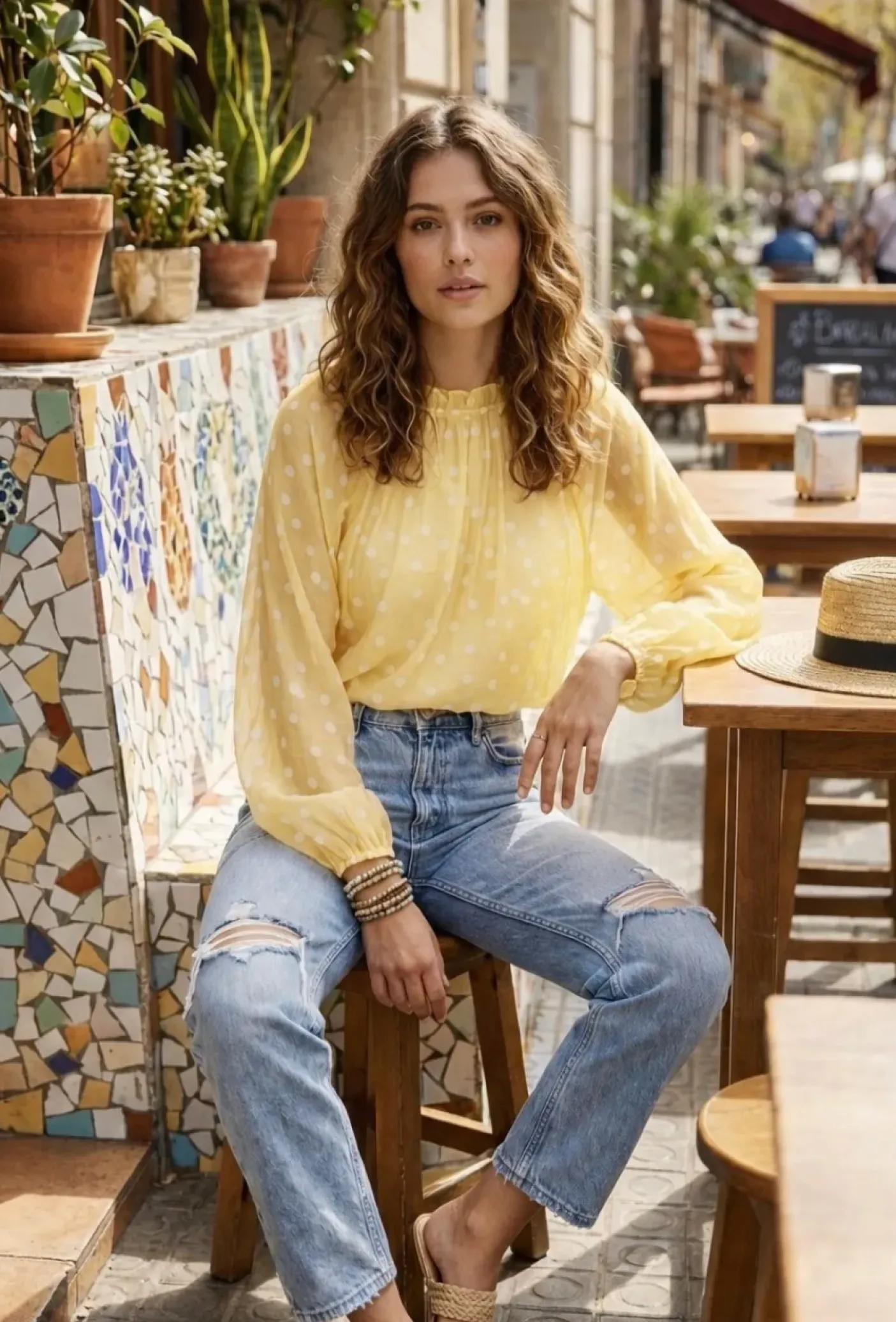 Bluse DOTS - Gul