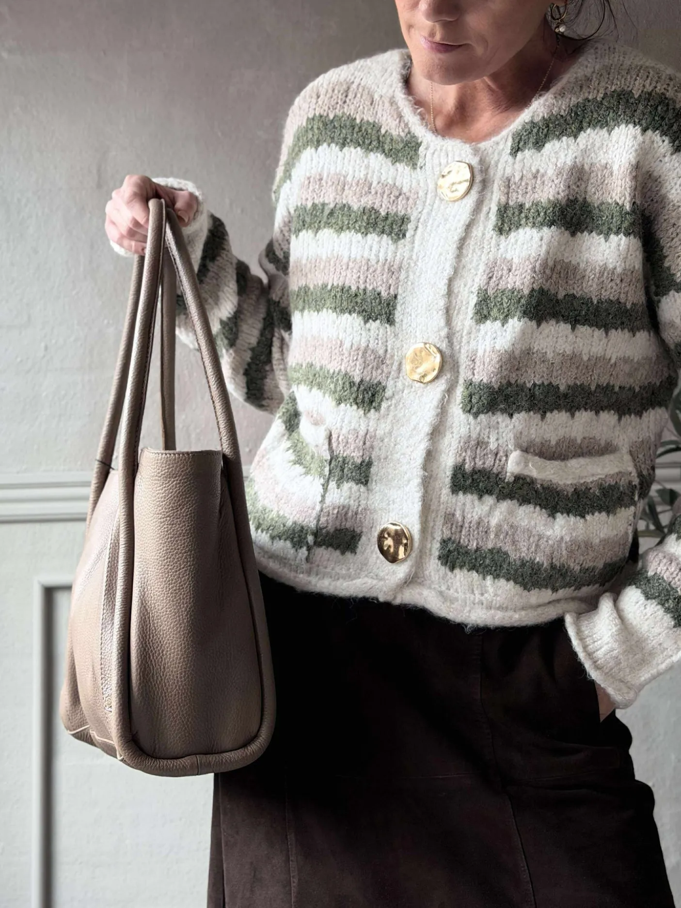 Cardigan Grøn strib
