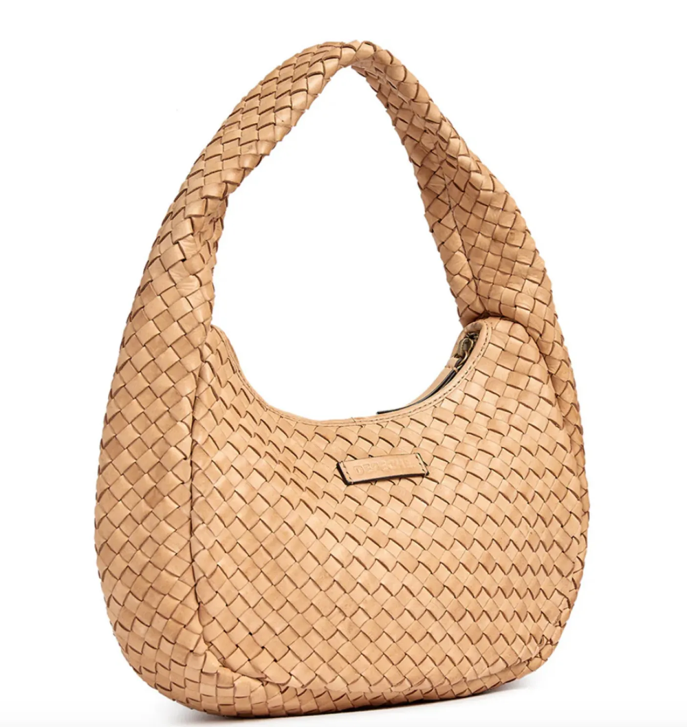 Elegant håndflettet skuldertaske - Sand