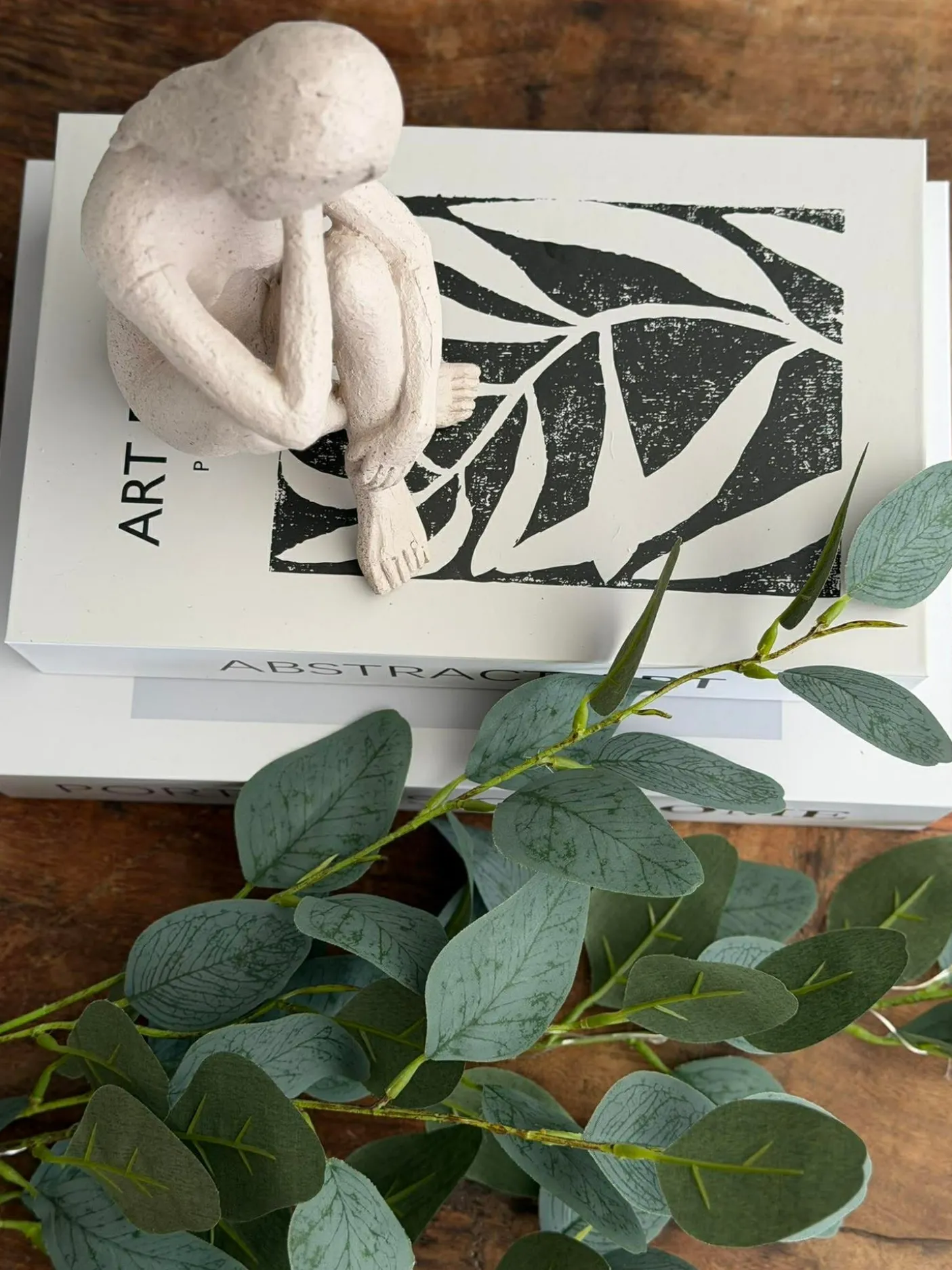 Eucalyptus gren med lys - 100cm