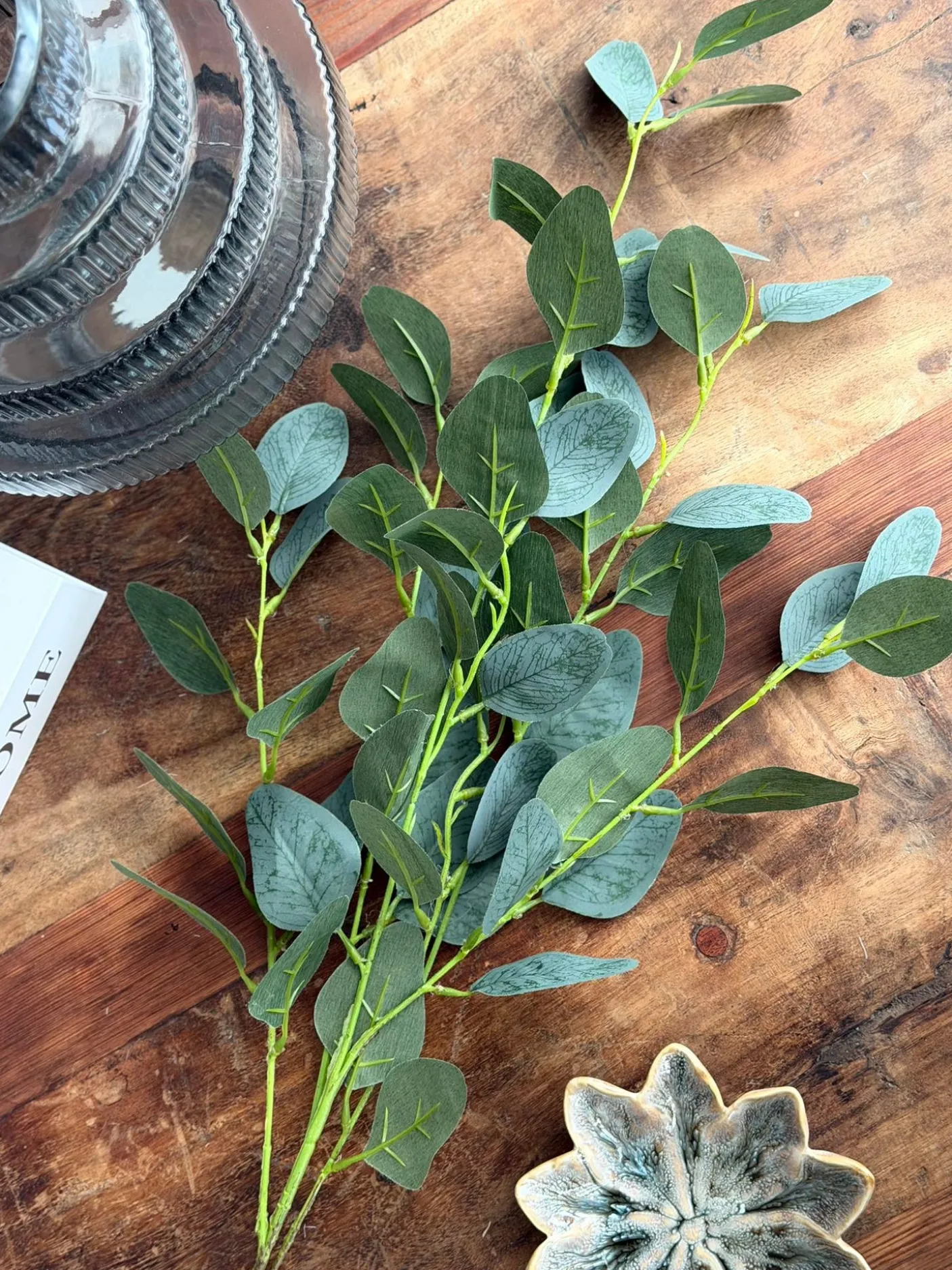 Eucalyptus gren med lys - 100cm