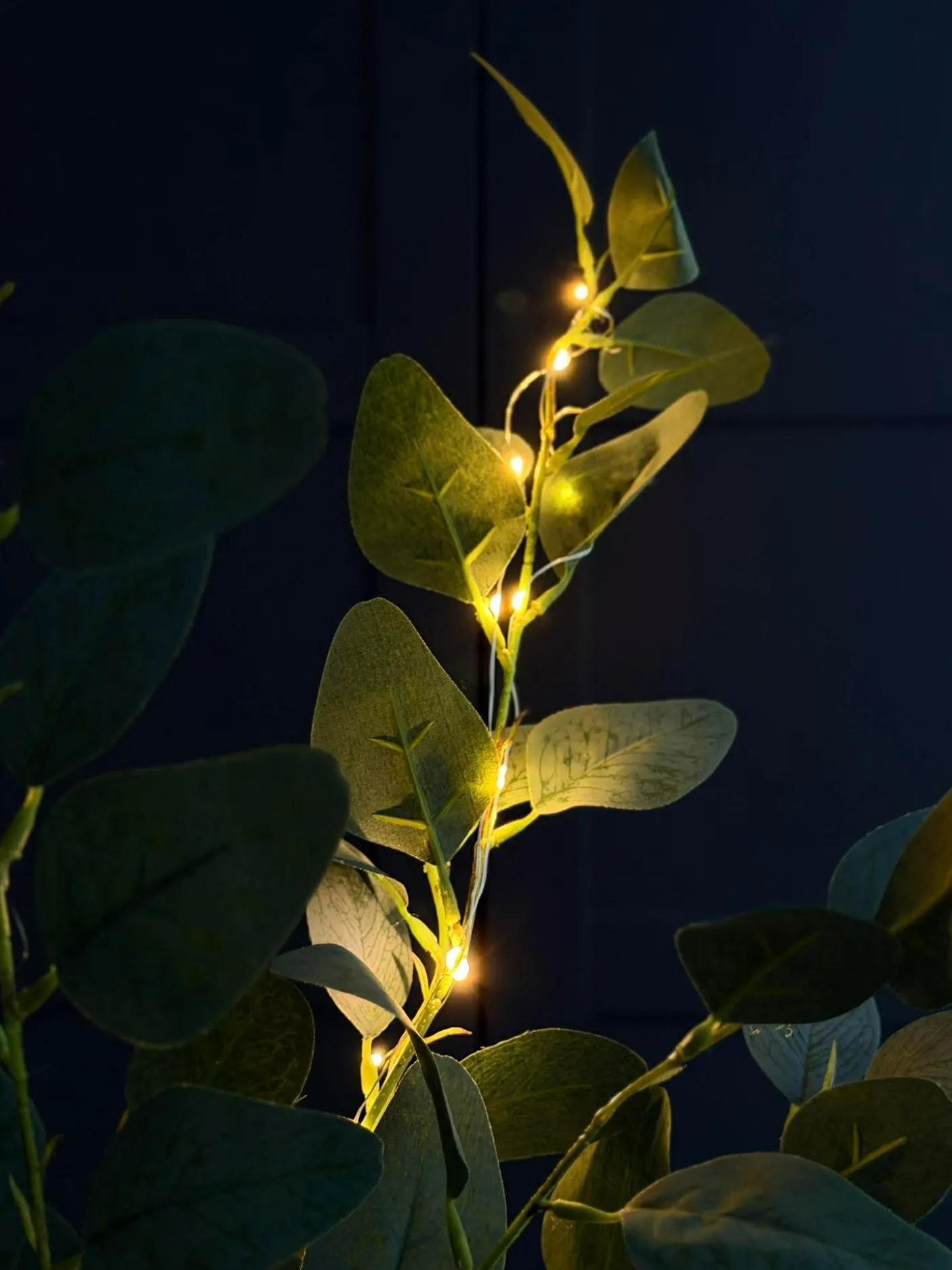 Eucalyptus gren med lys - 100cm
