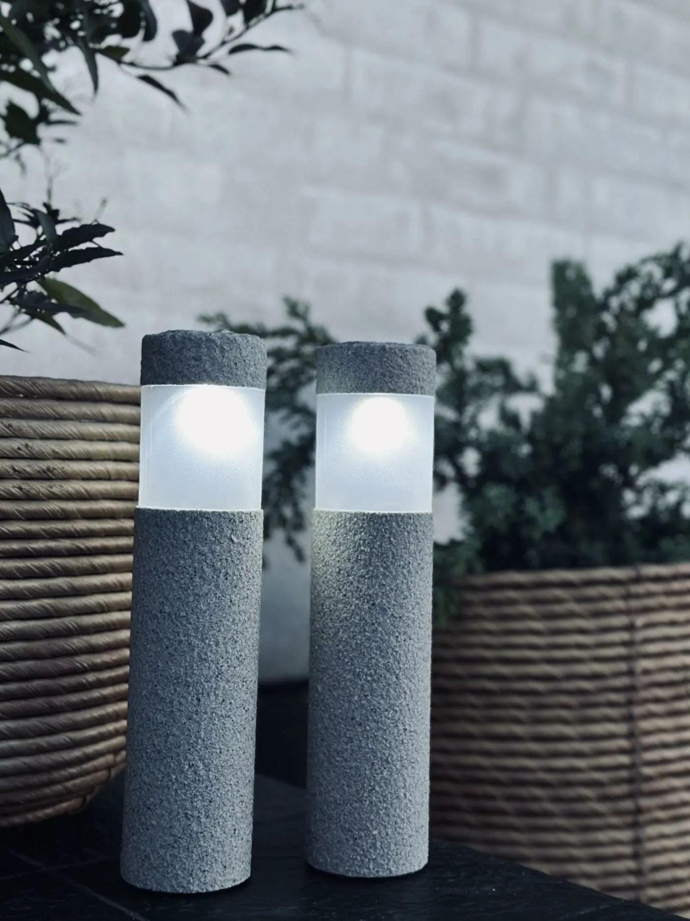 Fakkel med solceller Stone look – Sæt med 2 stk