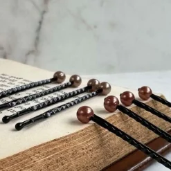 Hårnåle Pearl Brown / Beige