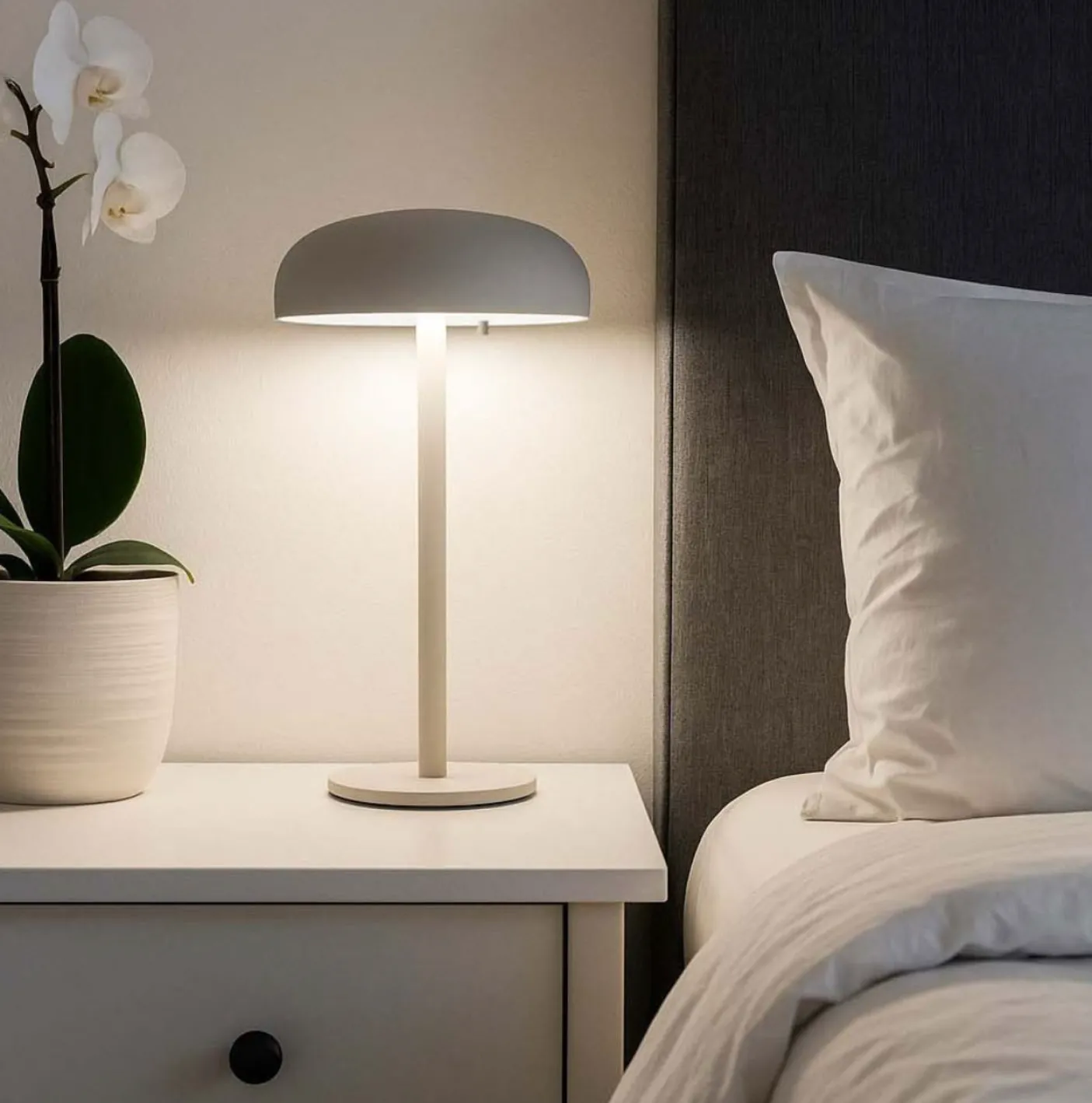 Isolde LED touch bordlampe. Sort/Beige