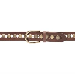 Jeans bælte dekoreret med nitter - Brown