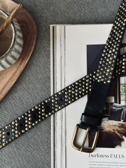 Jeans bælte med nitter - Black / gold