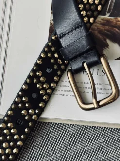 Jeans bælte med nitter - Black / gold