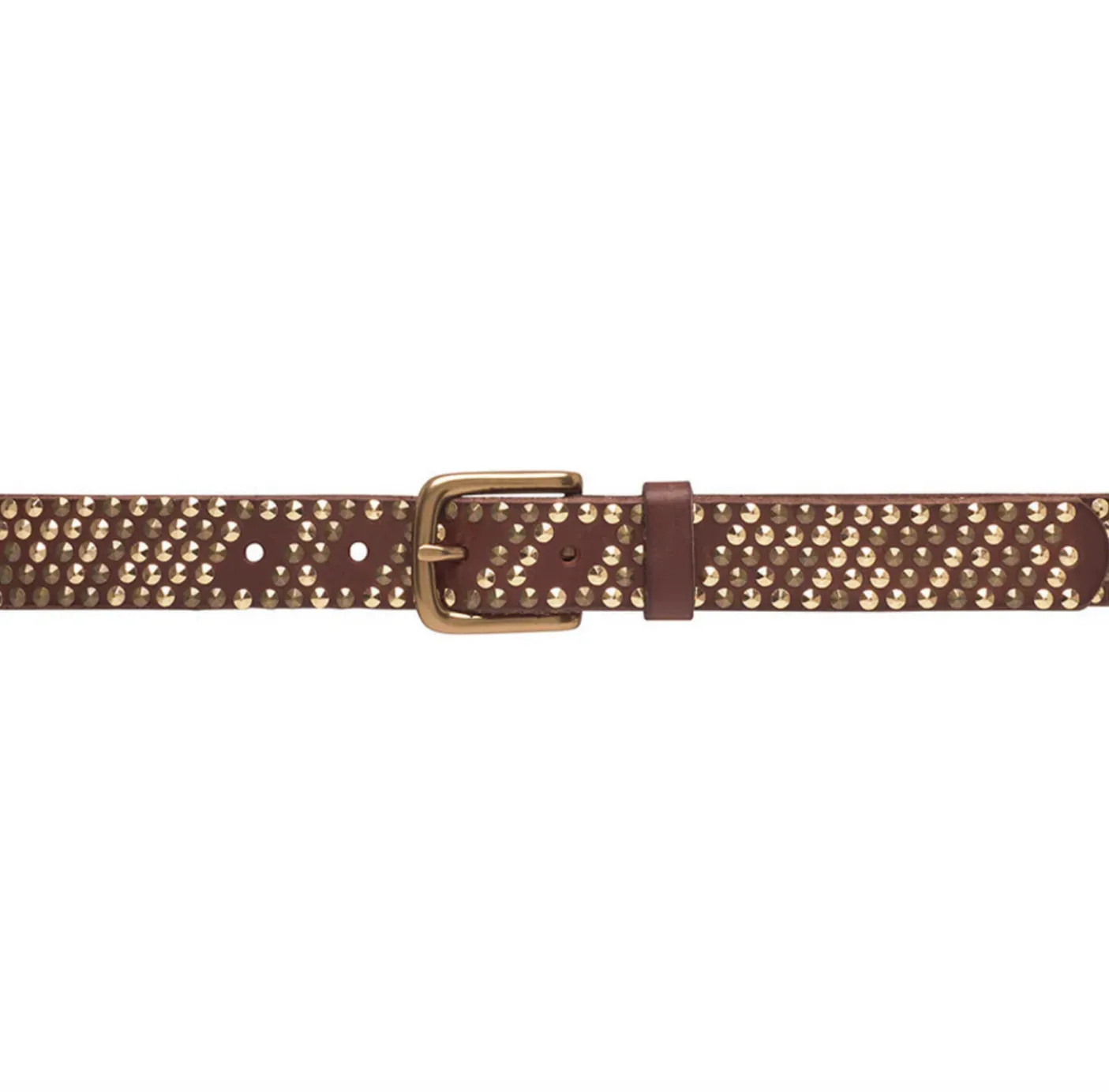 Jeans bælte med nitter - Brown/ gold