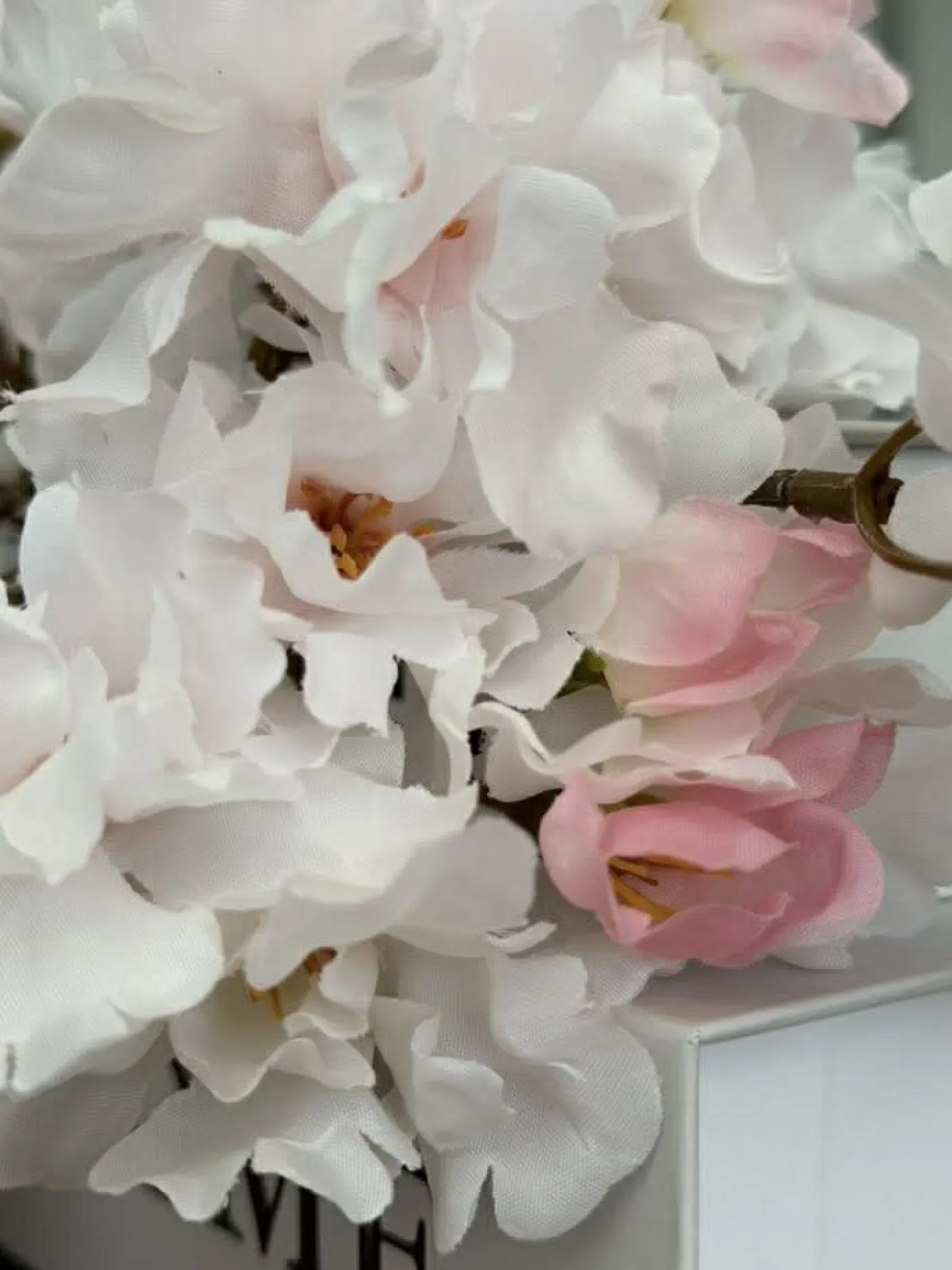 Kirsebærgren med lys - Rosa / hvid