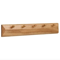Knagerække med 5 knager, egetræ