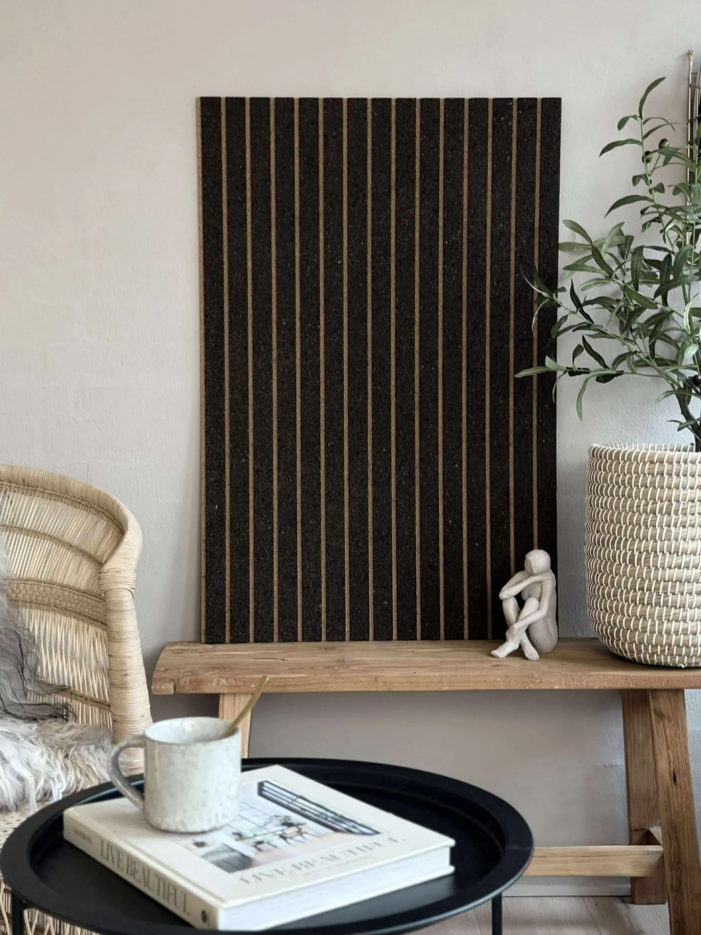 Korkplade med panel effekt NEW Dark - Støjdæmpende