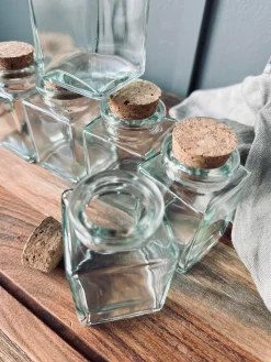 Krydderiglas m. kork 80ml – pakke med 6 stk