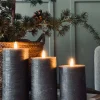 LED Bloklys / Grå – 3 stk Rustik lys