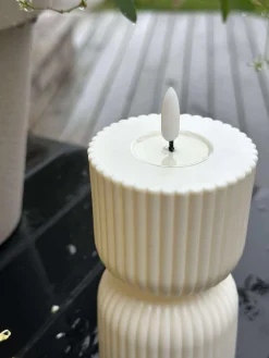 LED Bloklys Hvid timeglas - Udendørs