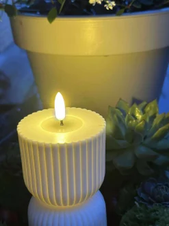 LED Bloklys Hvid timeglas - Udendørs