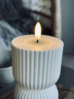 LED Bloklys Hvid timeglas - Udendørs