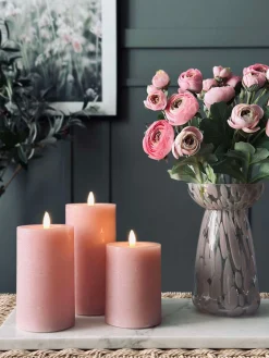 LED Bloklys / Rosa – 3 stk bloklys