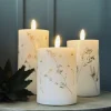 LED bloklys WILD FLORA – Sæt m. 3 stk og fjernbetjening