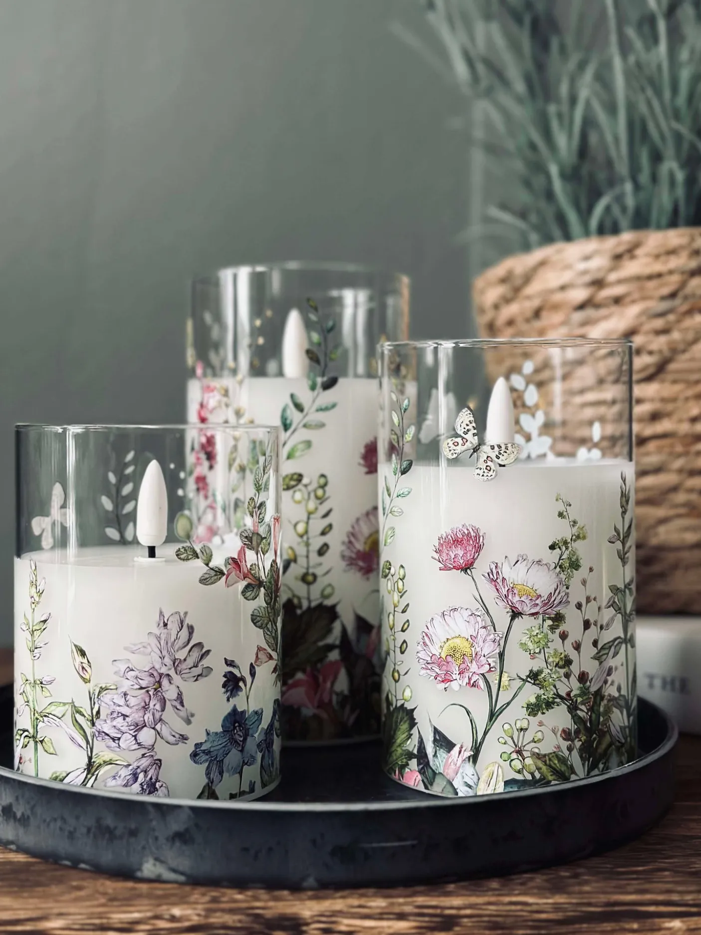 LED FLORA Cylinder – Sæt med 3 stk og fjernbetjening