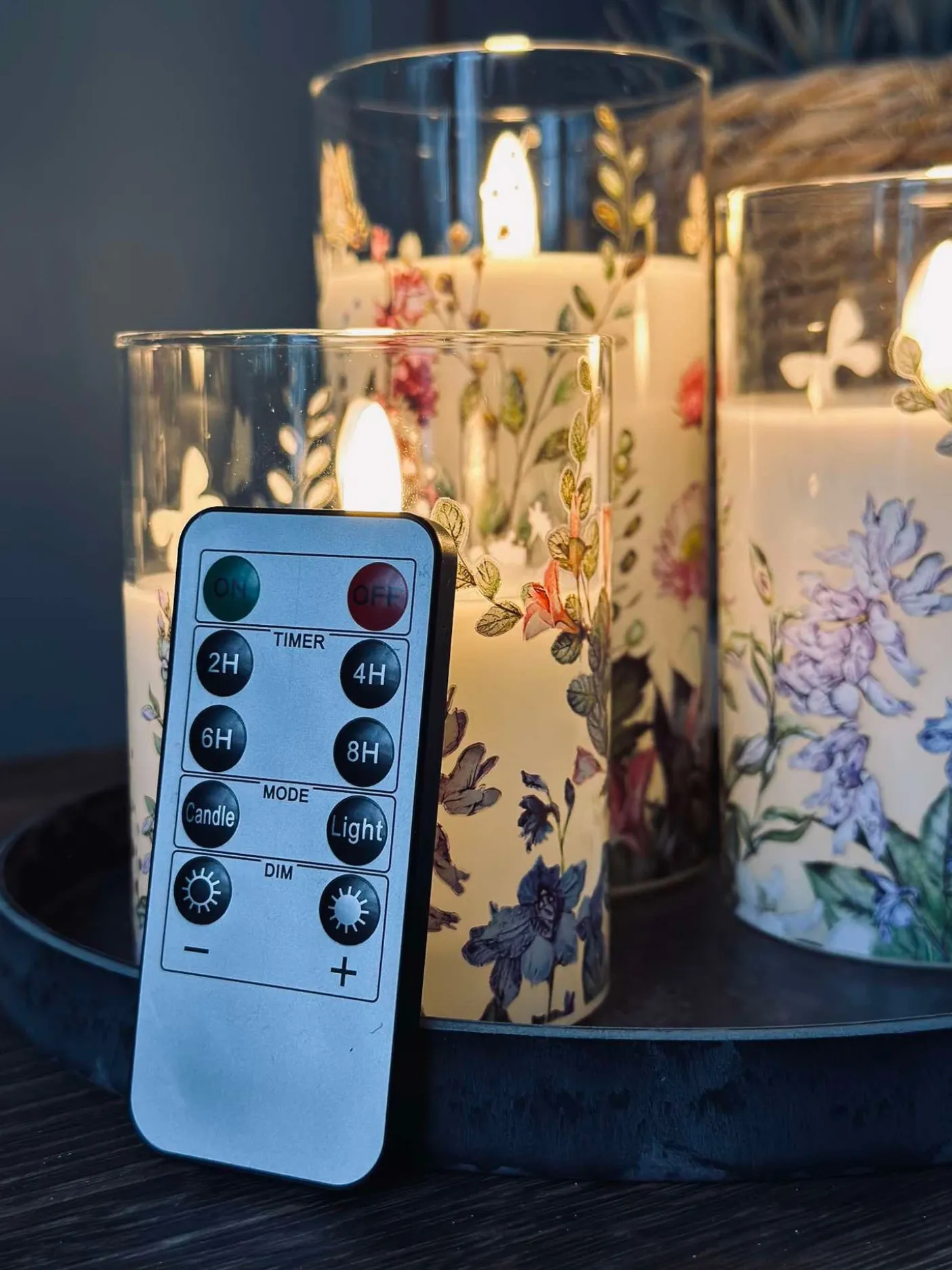 LED FLORA Cylinder – Sæt med 3 stk og fjernbetjening