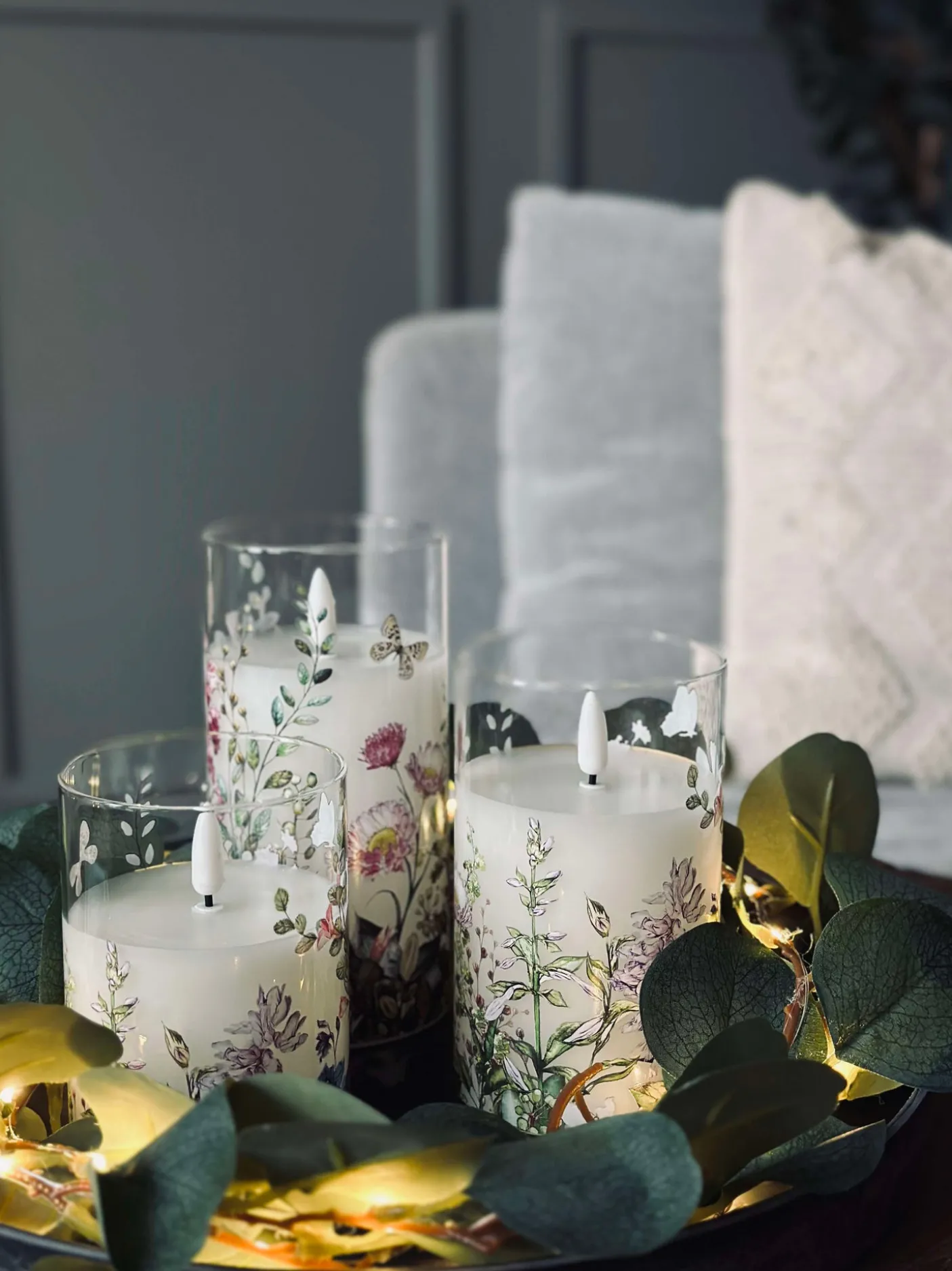 LED FLORA Cylinder – Sæt med 3 stk og fjernbetjening