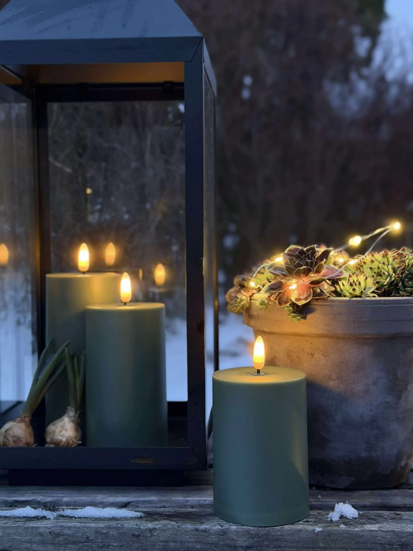 LED Udendørs Bloklys - Sæt af 3 stk - Grøn