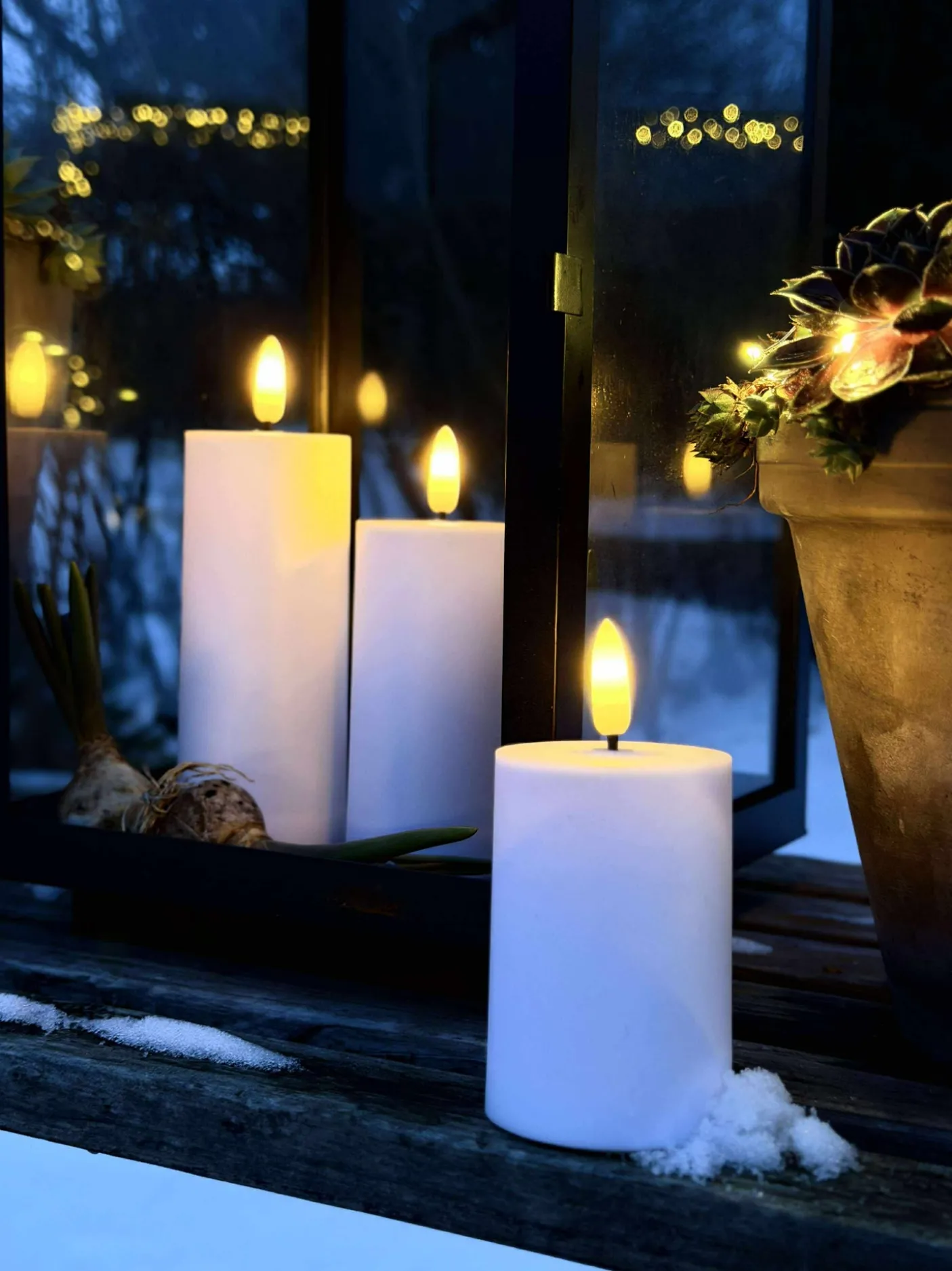 LED Udendørs Bloklys Sæt af 3 stk - Hvid