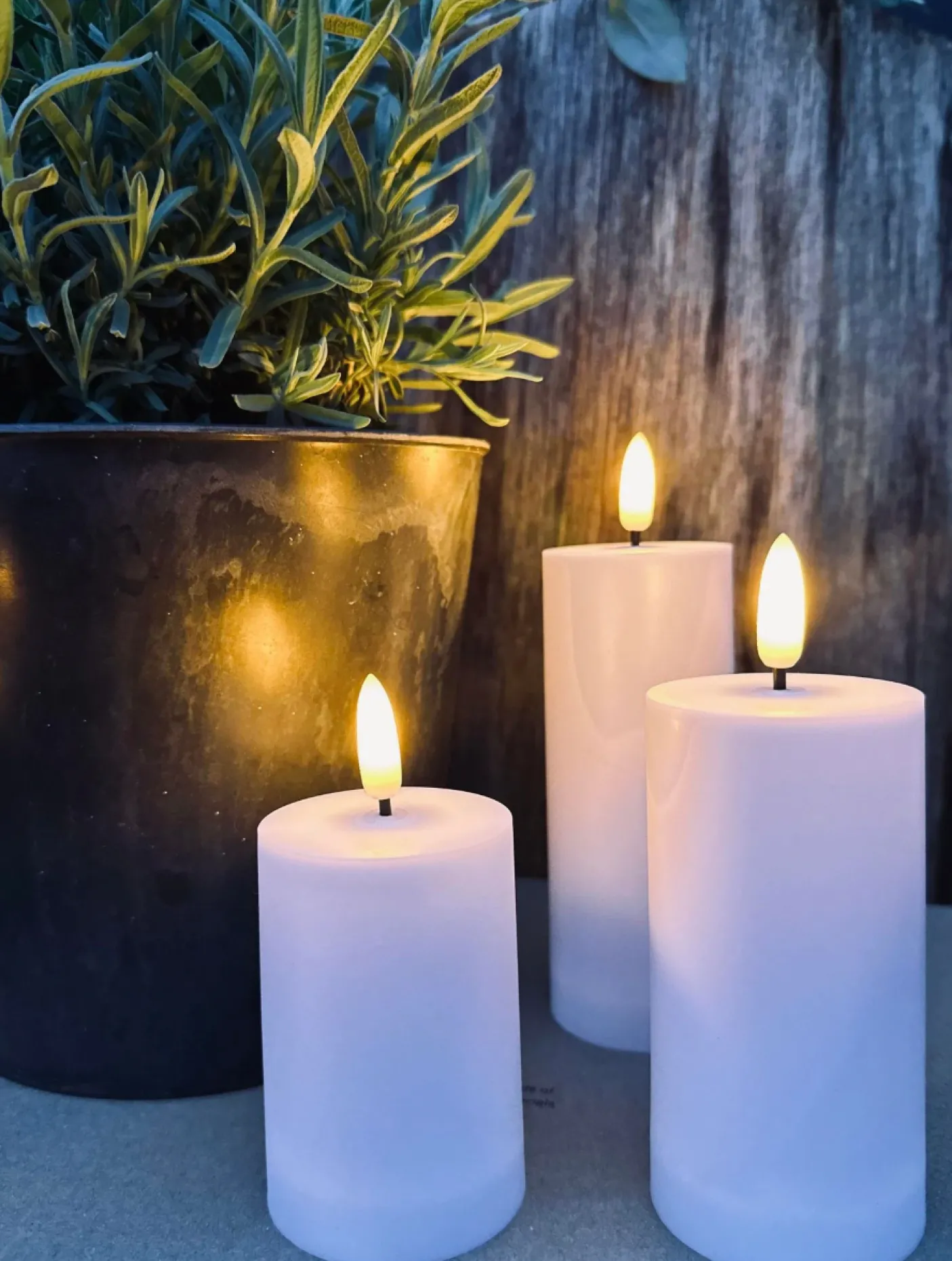 LED Udendørs Bloklys Sæt af 3 stk - Hvid