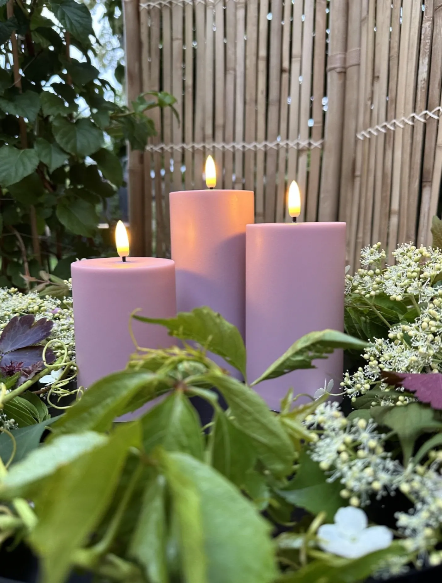 LED Udendørs Bloklys sæt af 3 stk – Rosa