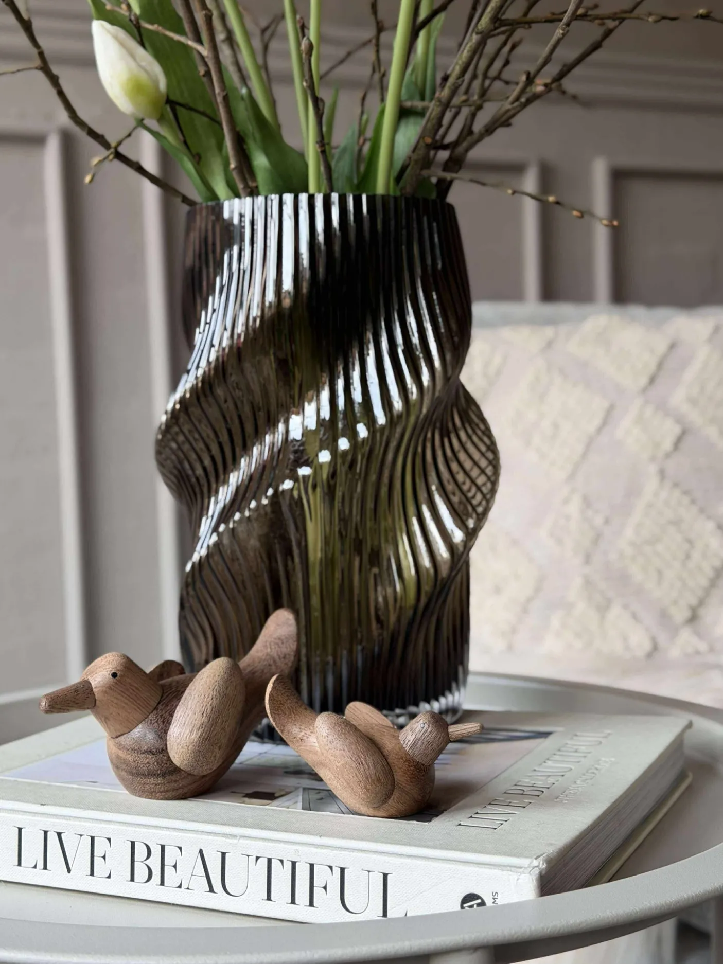 Liggende Fugl - Amber Brun Lille