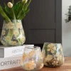 Lysestage - Glas med blomster - flere størrelser