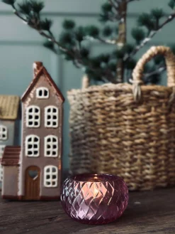Lysestage til fyrfadslys Diamond - Pink
