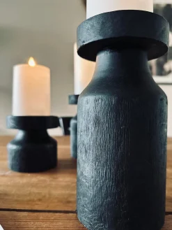 Lysestage wood til bloklys 20cm