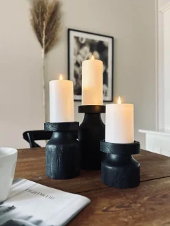 Lysestage wood til bloklys 20cm