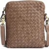 Mobiltaske Sofya- Håndflettet Dark taupe