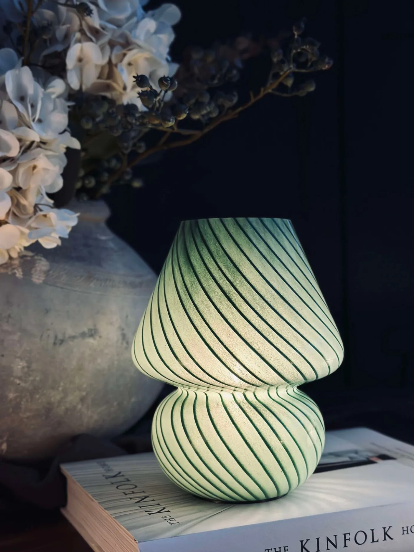 Mushroom Medium - Grøn mundblæst glas