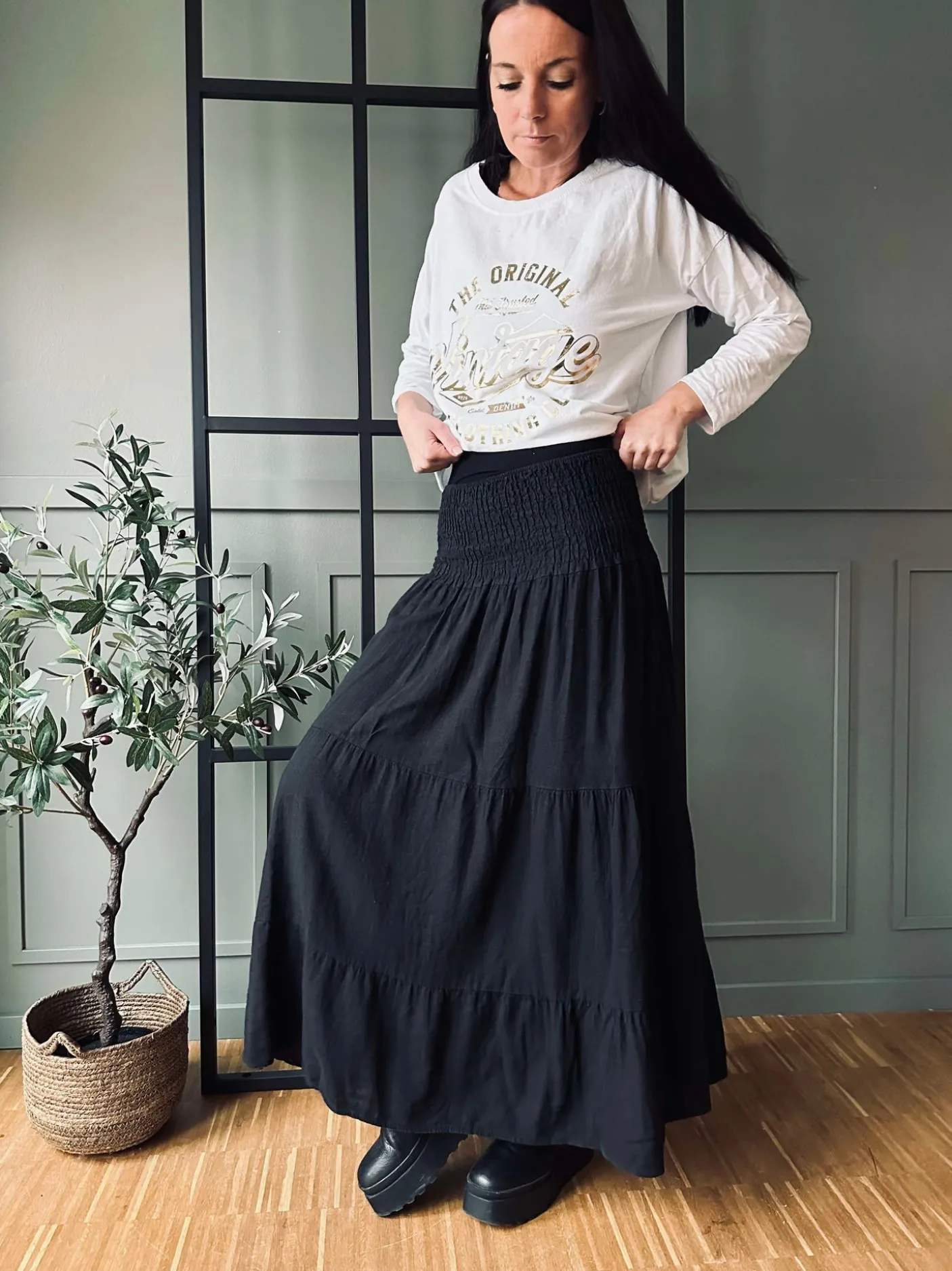 Nederdel med smock - Black
