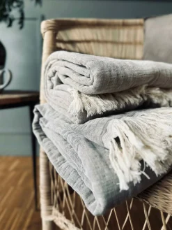 Plaid vævet med kork – Nature grey mix