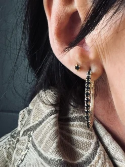 Øreringe Smilla Hoops 18K forgyldt - Black