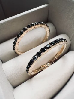 Øreringe Smilla Hoops 18K forgyldt - Black