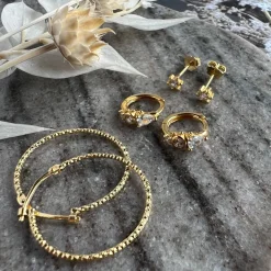 Ørestikker GIA - Klar sten 18K forgyldt