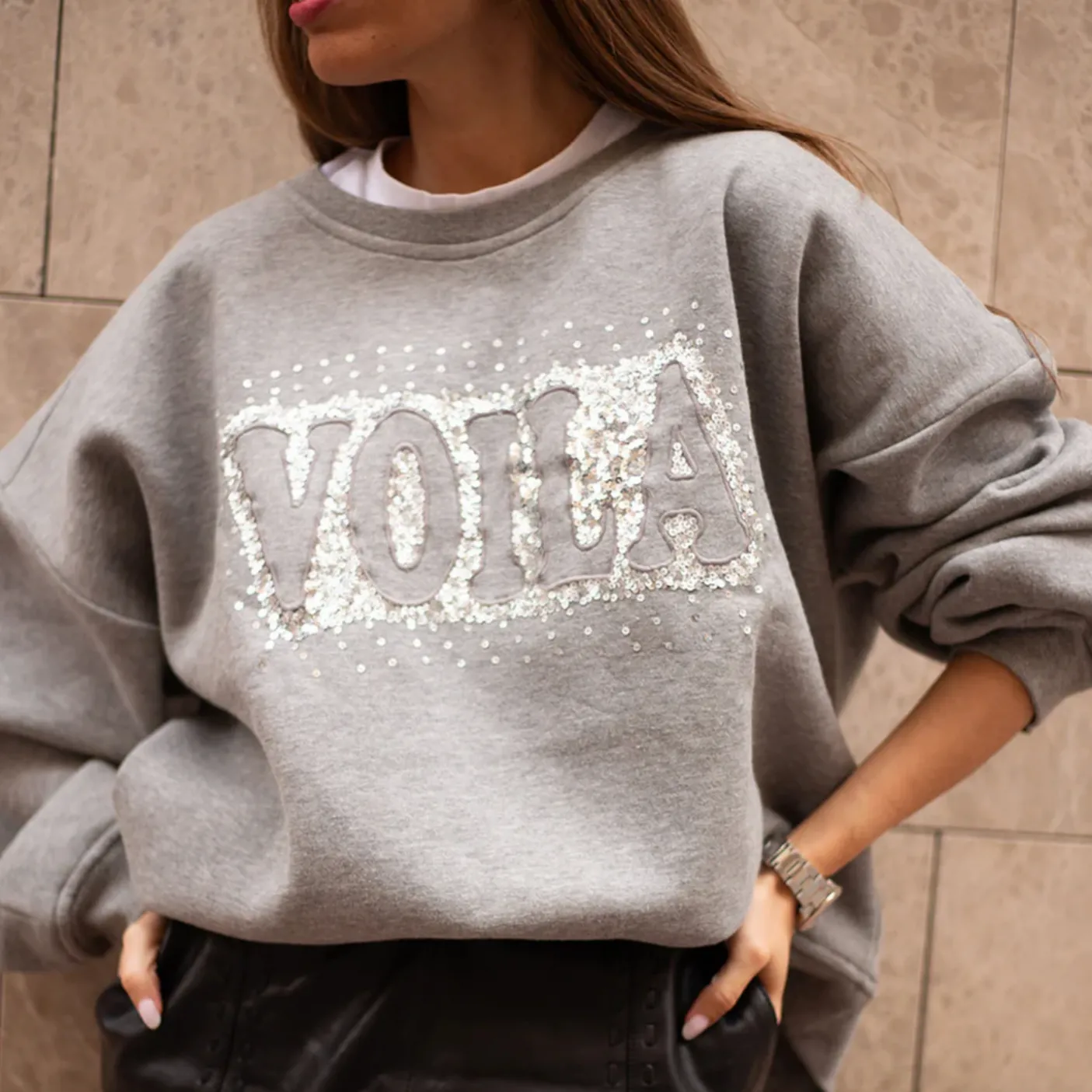 Sweatshirt Oversize - Grey Melange