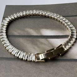 Tennisarmbånd Thelma med zirkoner - guldbelagt