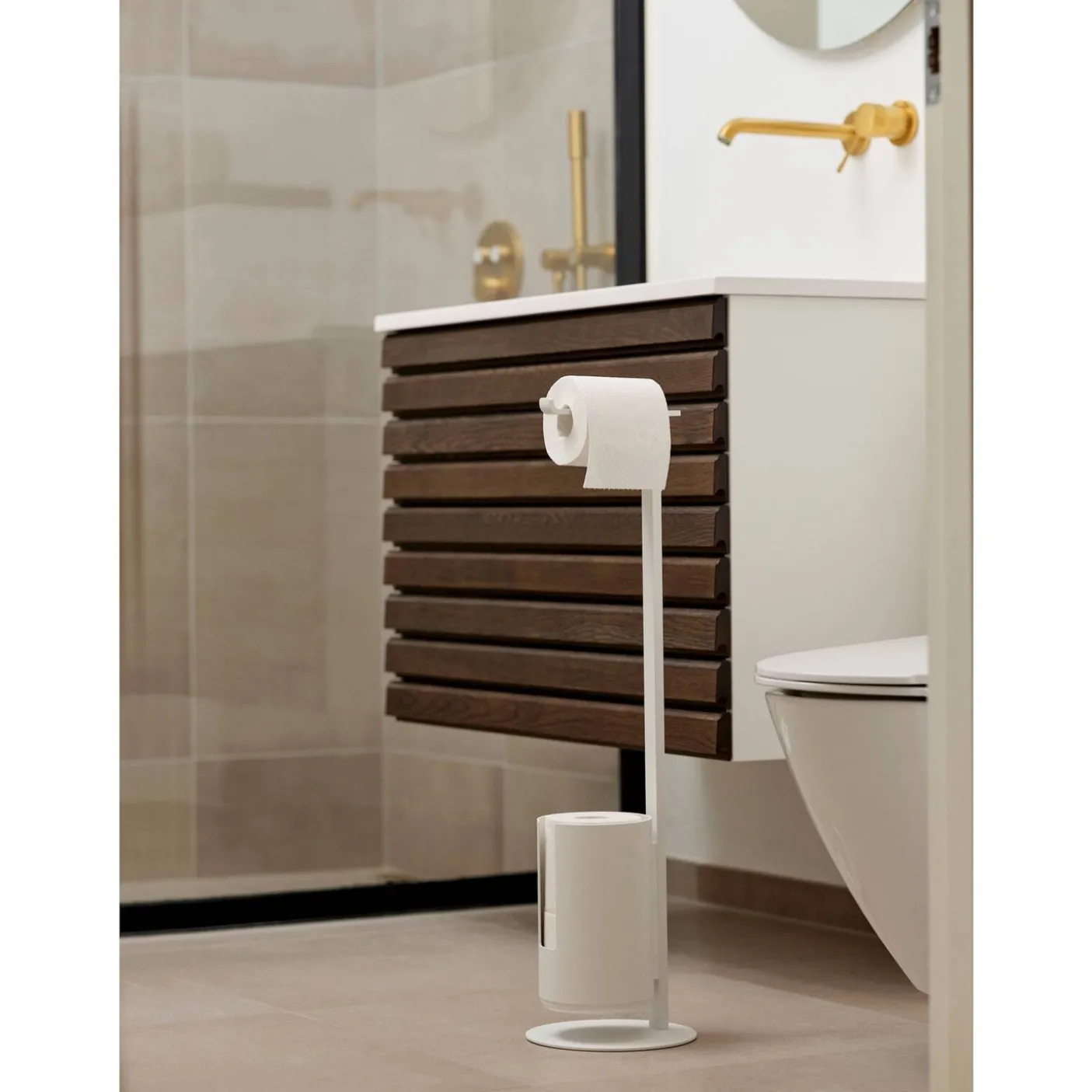Toiletrulleholder - Hvid - Fritstående