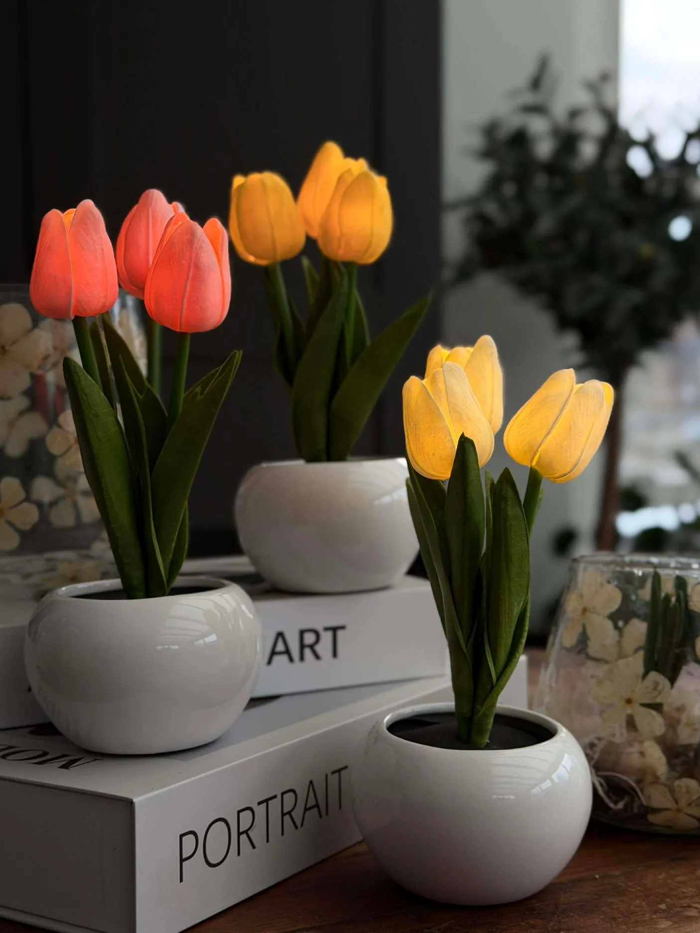 Tulipaner med lys - Hvid
