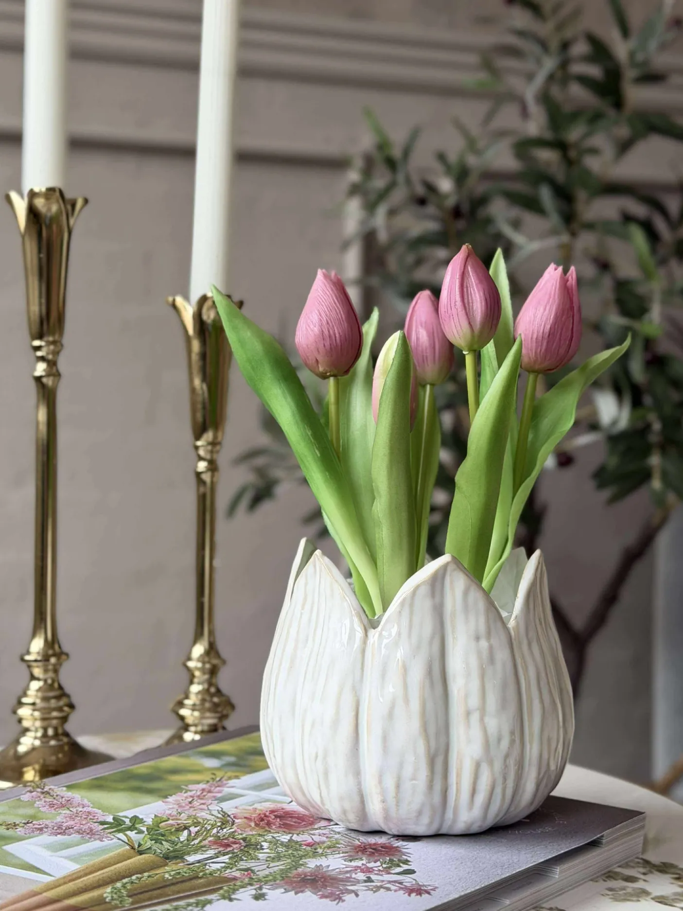 Tulipan i potte - Mørk Rosa
