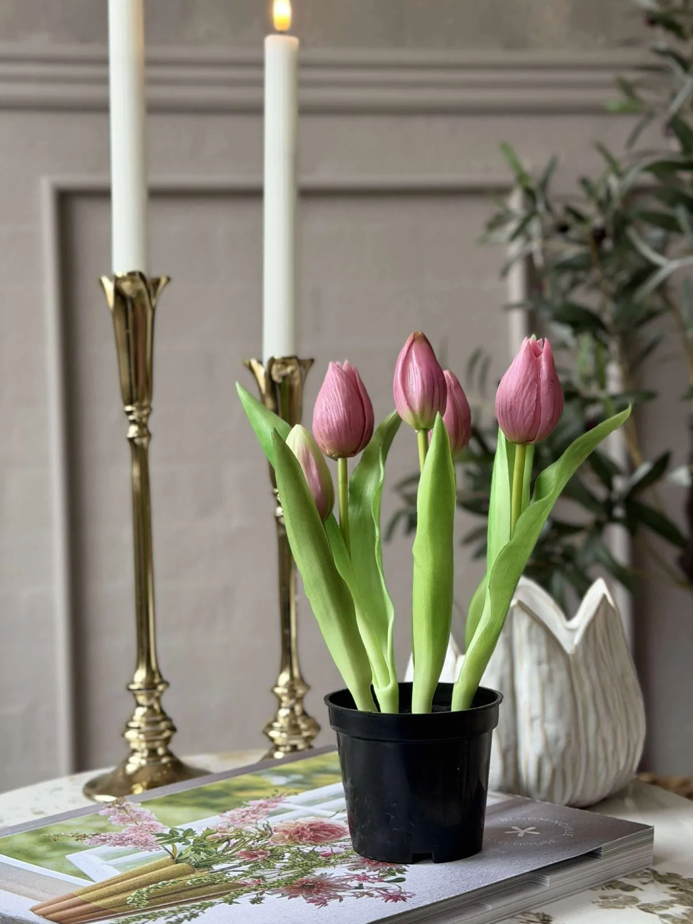 Tulipan i potte - Mørk Rosa